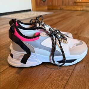 Fashion Nova Women's Sneakers - White, Gray, and Pink